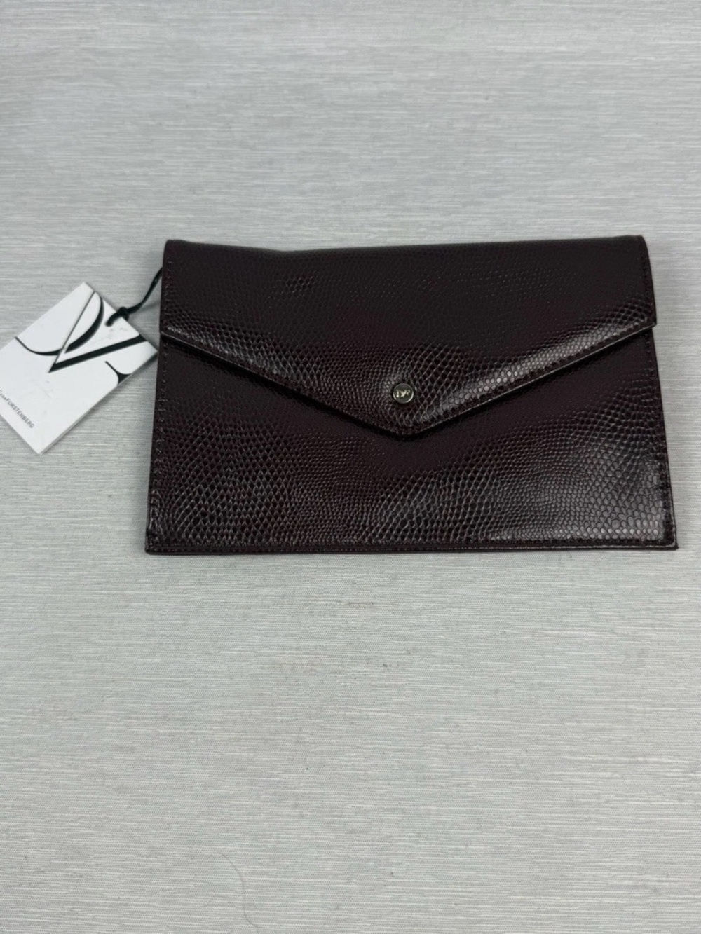 DVF Diane Von Furstenberg Leather Envelope in Deep Cherry Clutch Wallet